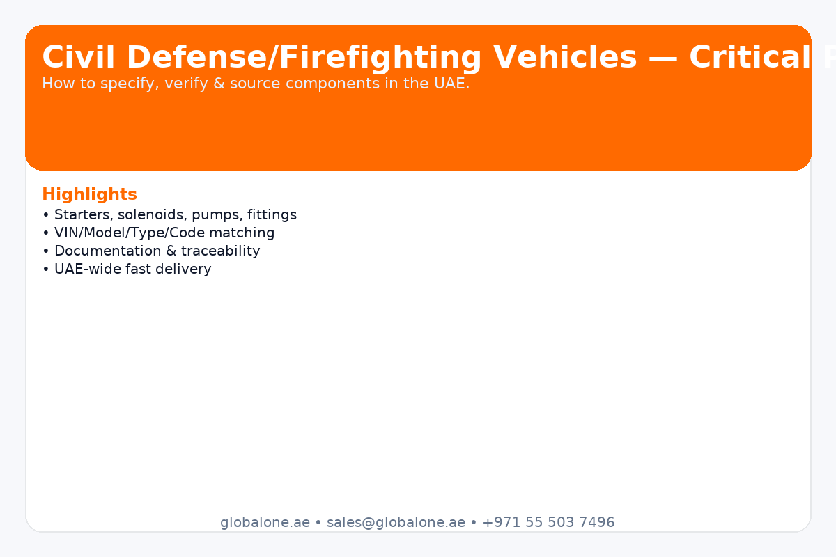 Civil Defense/Firefighting Vehicles: Sourcing Critical Parts in the UAE